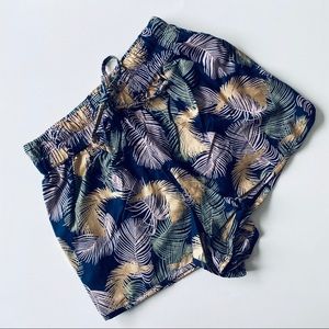 Angie BoHo Gold Navy Feather Drawstring Shorts